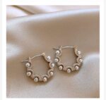 Silver silver needle from pearl, fashionable elegant earrings, flowered, high-quality style, french style, light luxury style - Image 5