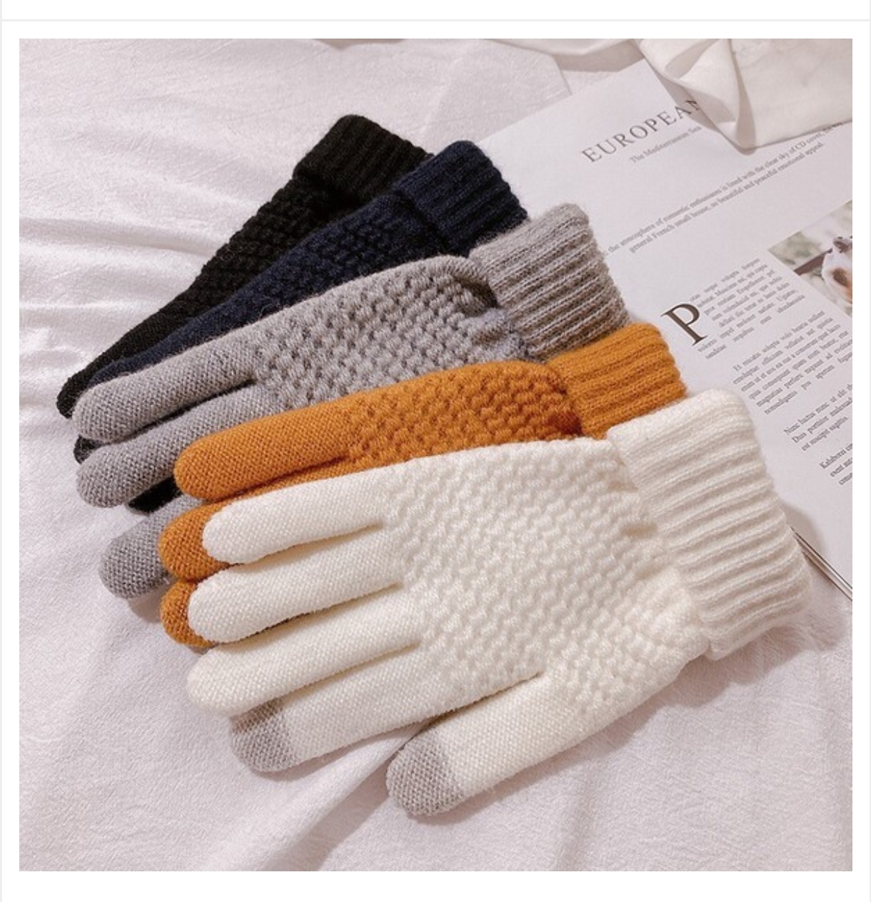 Screenshot_2025-10-15-15-44-01-482_skybuy.becommerce.com.bd-edit Winter New Pineapple Cashmere Knitted Warm Jacquard fleece-lined Thickened Plush Wool Internet Popular Touch Screen Gloves - Image 1