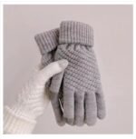 Winter New Pineapple Cashmere Knitted Warm Jacquard fleece-lined Thickened Plush Wool Internet Popular Touch Screen Gloves - Image 2