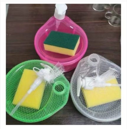 Cross-border kitchen soap dispenser detergent pressing box round sponge cleaning brush soap box dispenser storage box