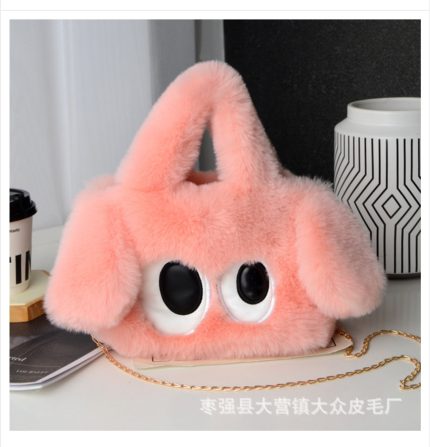 TikTok Explosion Big-eyed Puppy Plush Bag Women's Cute 2025 New Autumn and Winter Fashion Shoulder Crossbody Handbag