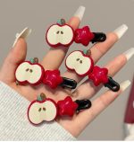 Sweet and Cute Apple Hairpin Girly Sense Fringe Fringe Clip Ins Hairpin Broken Hair Duckbill Clip Children's Headwear